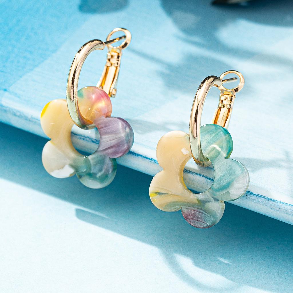 Fashion Exaggerated Flower Earrings Women'S Niche Design Sense Color Temperament Elegant Versatile Earrings