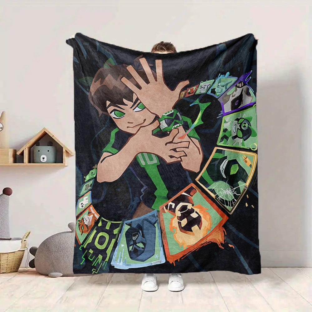 1pc Ben10 Blanket Lightweight Flannel Throw For Sofa, Bed, Travel, Camping, Livingroom, Office, Couch, Chair, And Bed