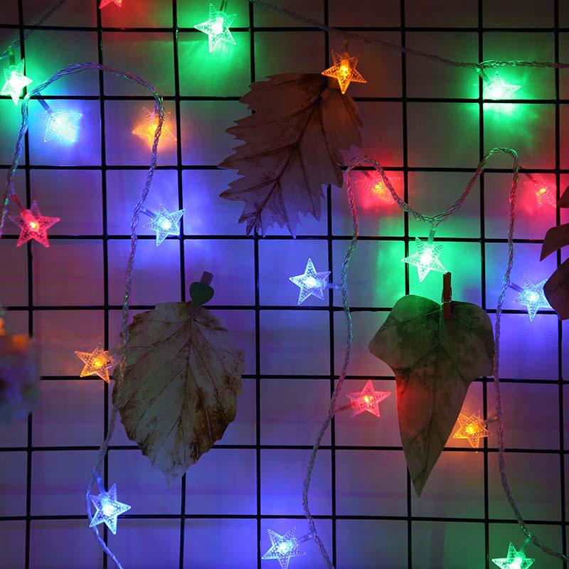 Pentagram LED Fairy String Lights - Battery-Powered Star Lights for Christmas & Room Decoration