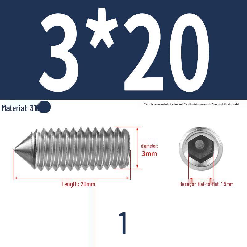 12.9 Edelstahl 304 Innensechskant Kegelspitze Gewindestift M2/M3