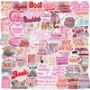 50 Pink Bookish Graffiti Stickers Reading Series Graffiti Stickers Guitar Laptop Suitcase