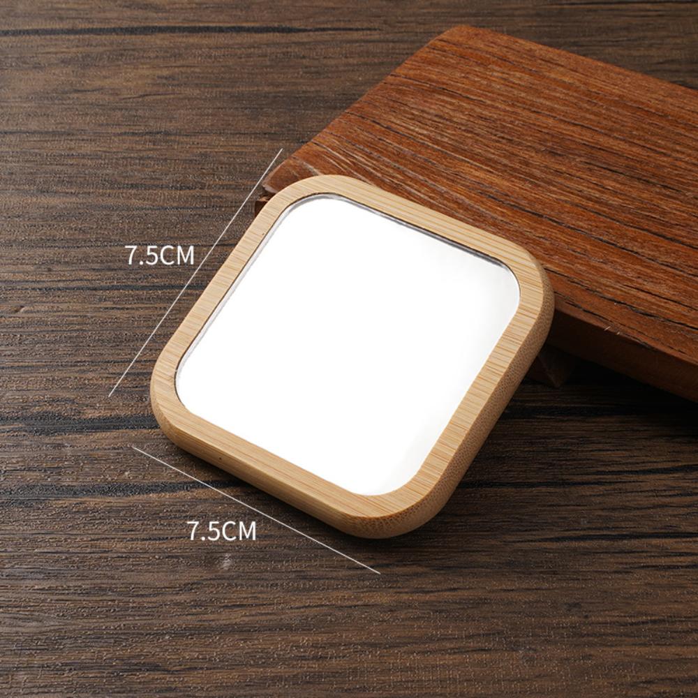 Wood Makeup Mirror Round/Square Cosmetic Mirror Handheld Mini Compact Pocket Mirror Portable Travel Accessories Beauty Tool