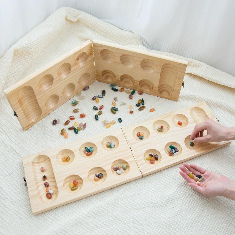 Kids' Gem African Chess Puzzle: Wooden Beads Sorting & Planting Checker Game