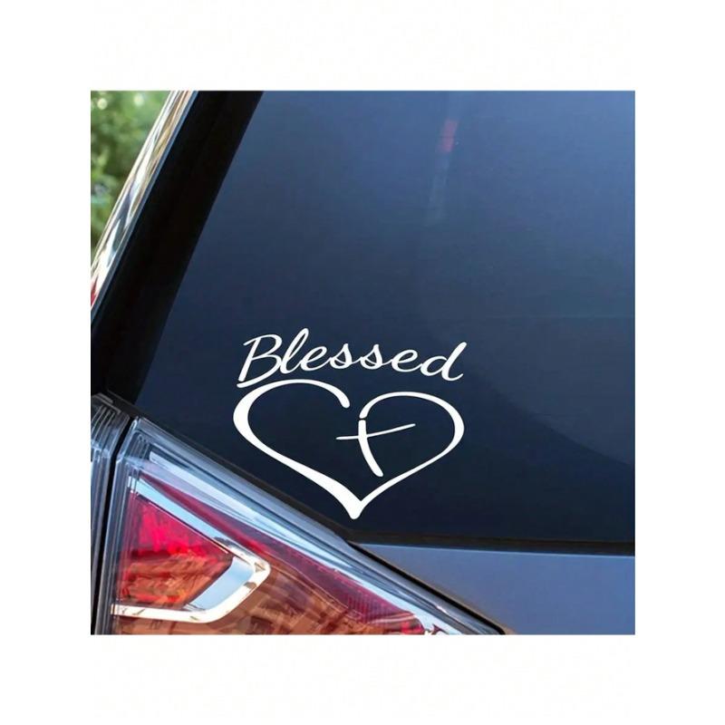 Show Your Faith with This Stylish Heart and Cross Decal Sticker for Cars, Trucks, and Laptops!