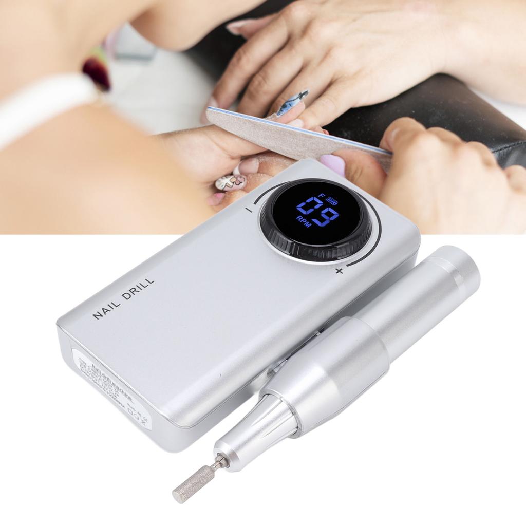 Electric Nail Drill Machine 35000RPM LED Display Rechargeable Nail Polishing Grinding Machine
