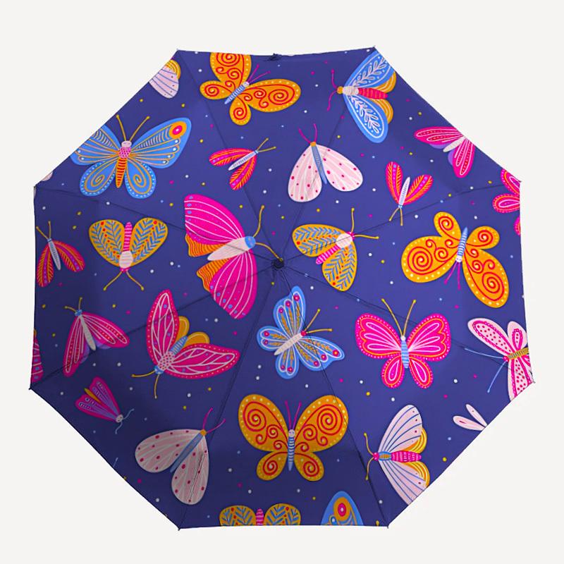 

1pc Butterfly Pattern Automatic Folding Umbrella - Portable Collapsible 8-Rib Umbrella for All Seasons yy251119181