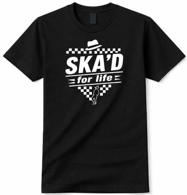 Ska T Shirt SKA'D For Life Retro Ska Music Unisex Cotton Tee Gift S-5XL