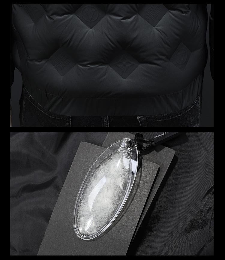 2025 Winter Men's Embossed Stand Collar Down Jacket - European Style Trendy Casual Outerwear