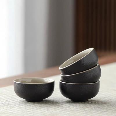 Handmade Black Clay Tea Cup Simple Style Zen Tea Ceremony Set Home Use Personal Drinking Cup