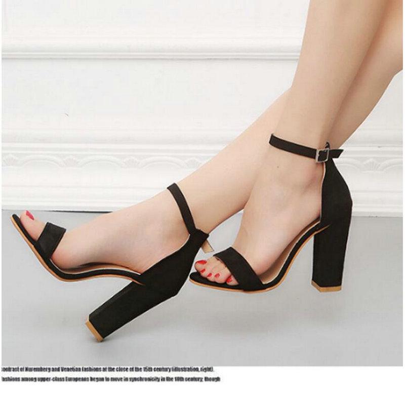 Fashion Women Pumps Sesy High Heels sandals Buckle Strap Women's Shoes Peep Toe High Heels Wedding Shoes PLUS SIZE 34-43 tyh78