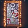Christmas Lace Curtains LED Light Santa Claus Half Blackout Curtains Living Room Bedroom Home Decor
