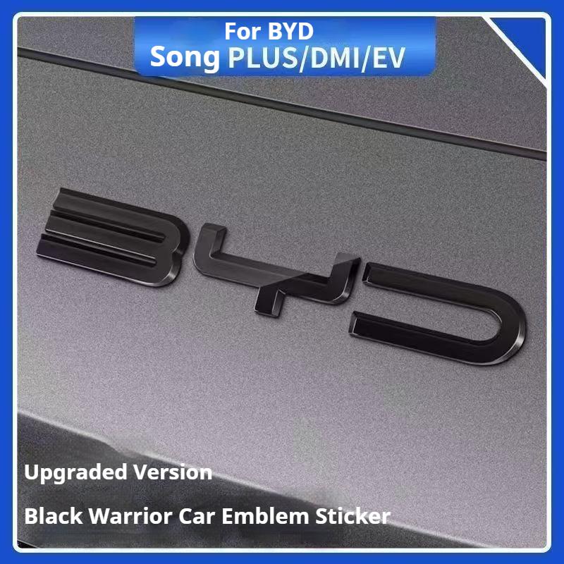 For BYD Song Plus DMI Car Black Front Emblem Song Plus EV Modification Black Warrior Covering Styles Car Badge Special Accessory
