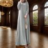 New Plus Size Muslim Women's Casual Long Sleeve Robe Dress - Solid Color