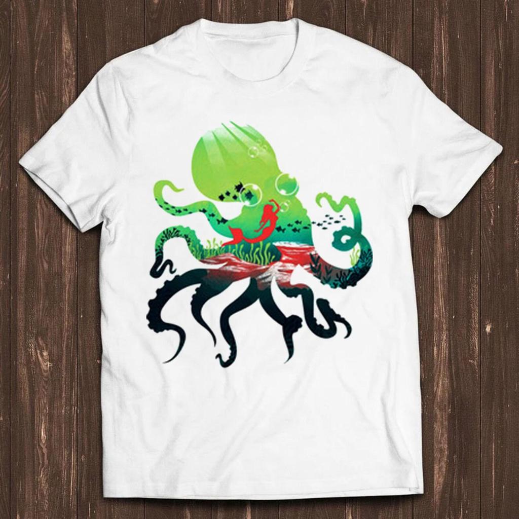 Octopus Fishes Fish Mermaid Sea Life Kraken Tentacles Men Women Adult Retro Style Nature Meme Gift Top Tee Mens Kids T Shirt C838