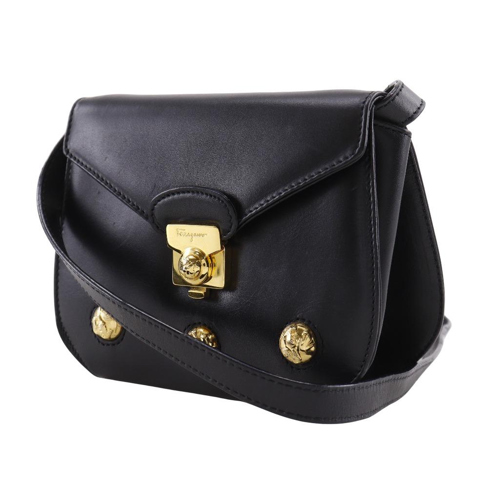 Salvatore Ferragamo Pochette Shoulder Bag DQ-21 5640 2-way clutch black leather Women Used
