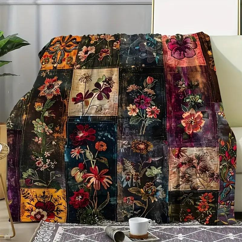 Cobertor De Flanela Floral Vintage - Macio. Quente E Confort S разноцветный