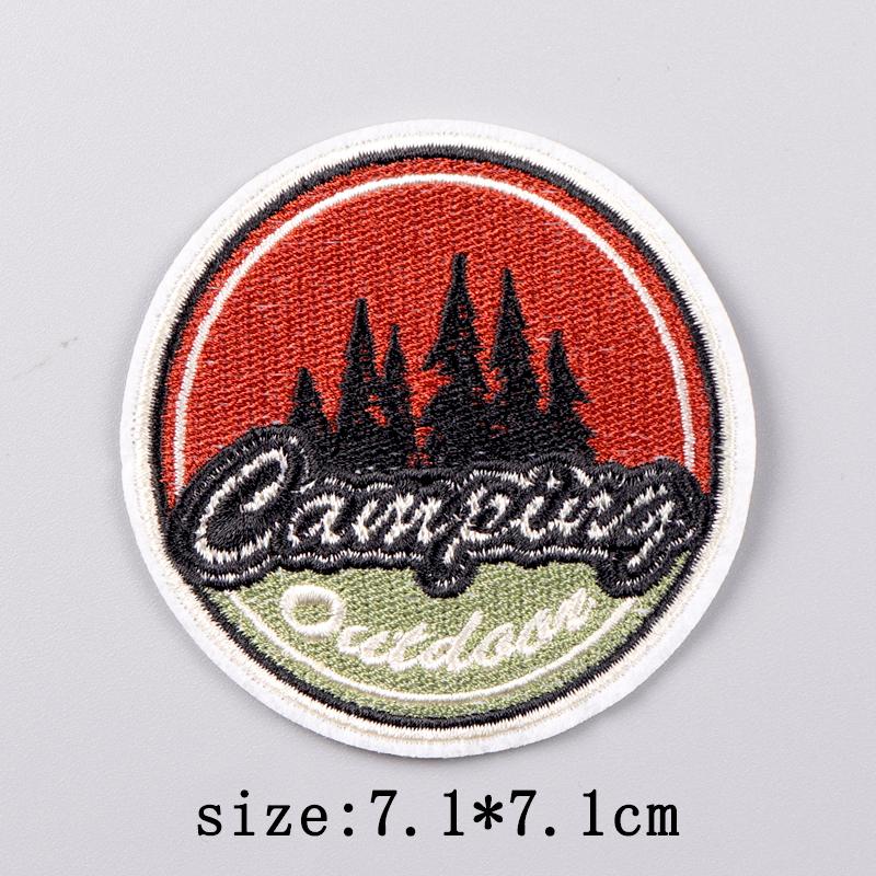 Wilderness Patch Iron On Patches For Clothing Outdoor Embroidered Patches On Clothes Camping Embroidery Patch Hook Loop Stickers