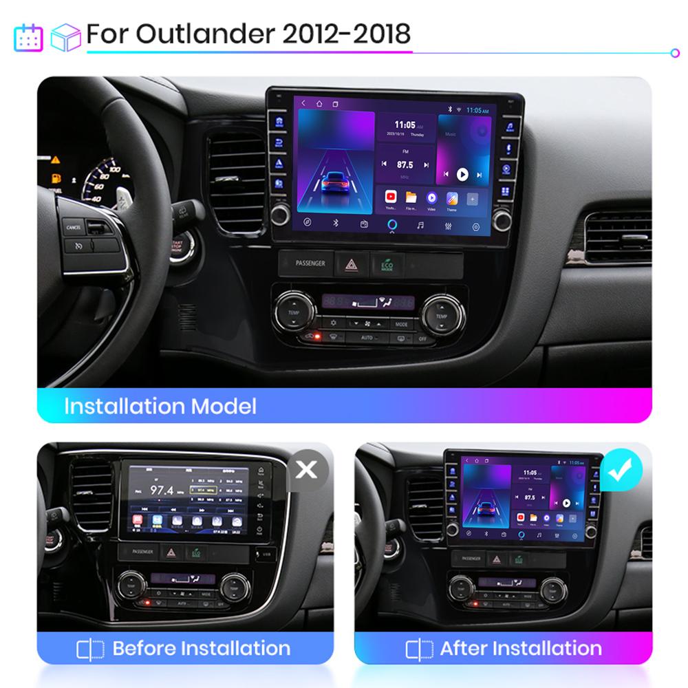 icreative Multimediální video přehrávač Android autorádio pro Mitsubishi Outlander 2012-2018 s knoflíkem WiFi BT 2 Din 1+16GB