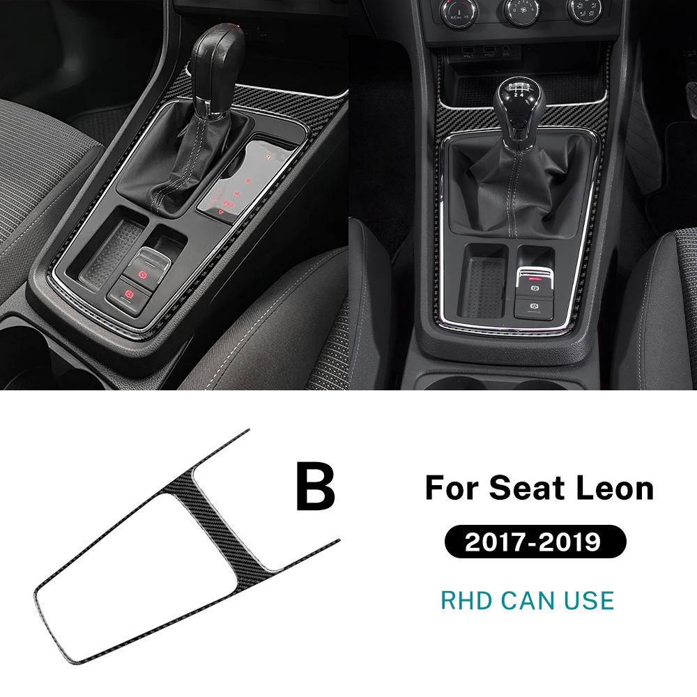 For Seat Leon 2017 2018 2019 Real Soft Carbon Fiber Sticker LHD RHD Car Gear Shift Outer Frame Panel Trim Interior Accessories
