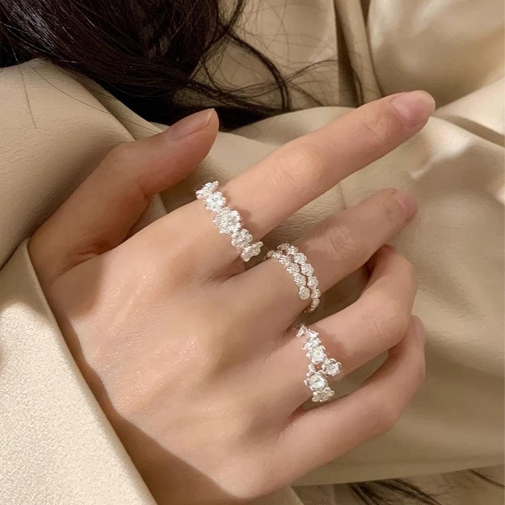 925 Sterling Silver Flower Ring Niche Simple Fashion Temperament Korean Index Finger Ring Spring and Summer Ring Explosion