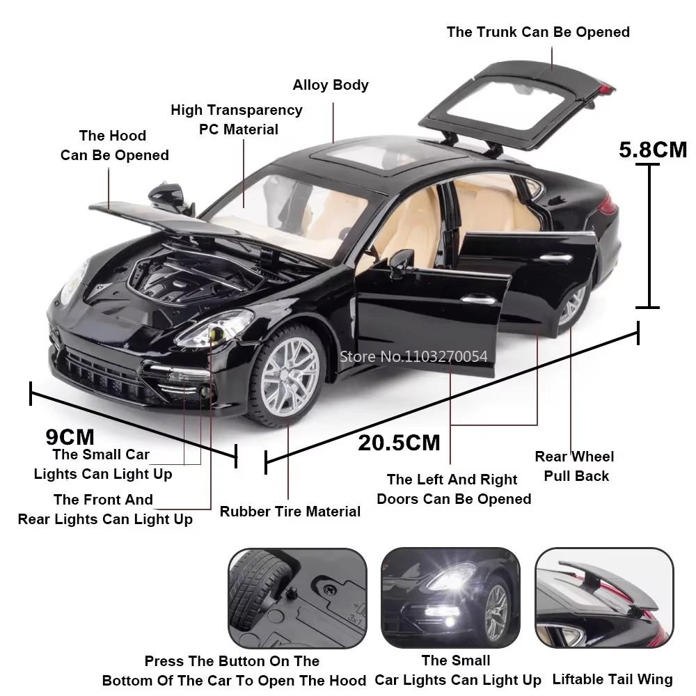 1:24 Alloy Panamera Cayenne S Diecast Miniature Models Toys Car Ornament Sound Light Pull Back Vehices Fashion Decorations Gifts