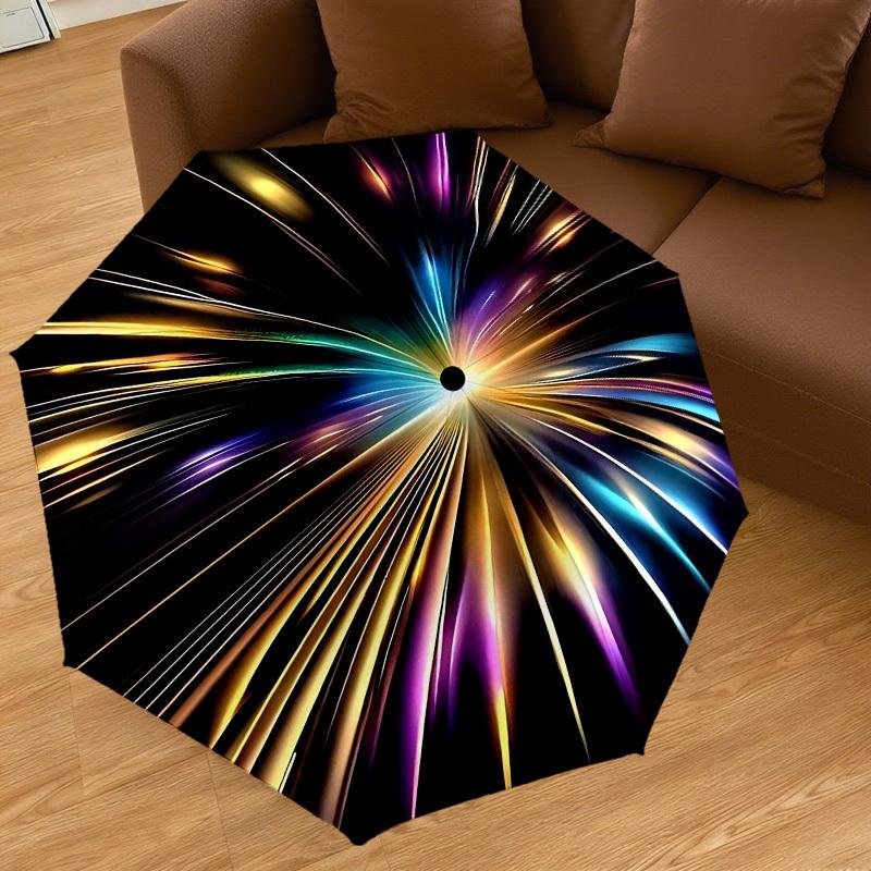 1 Stück Bunter Regenschirm mit Lichteffekt - 8 Speichen, verstärkt, Automatisches Öffnen, Leicht & Langlebig, Niedliches Modeaccessoire für den Außenbereich, Strand oder Freizeit, Bea