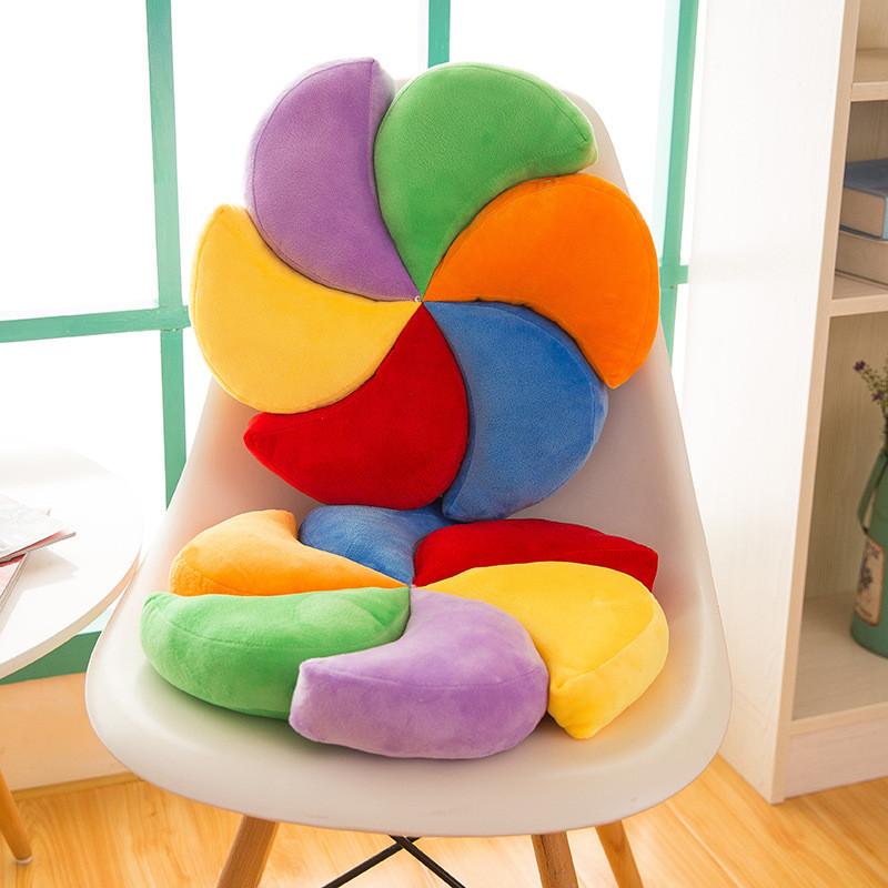 Colorful Windmill Seat Cushion With Soft Plush Cover For Office And Home Comfort