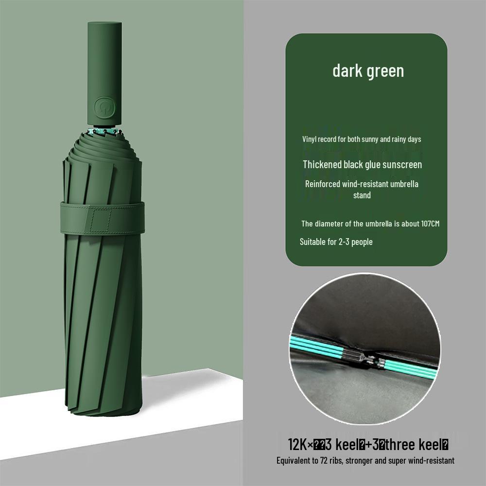 Automated 24-Bone Folding Umbrella, High-Grade Men's Dual-Use for Sun and Rain