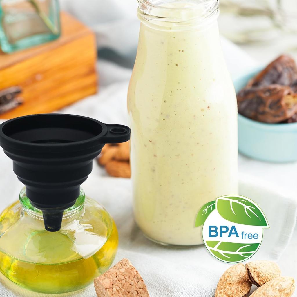 Kitchen Funnel Set Small and Large Kitchen Gadgets Accessories Foldable Silicone Collapsible Funnels for Filling Water Bottle Liquid Transfer