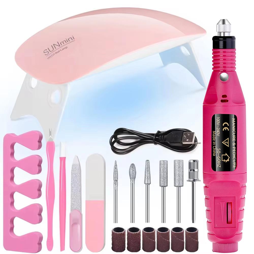 YIKOOLIN Nail Art Set With Professional LED UV Nail Lamp Gel Curing Machine Electric Nail File Drill Nail Sets Kits