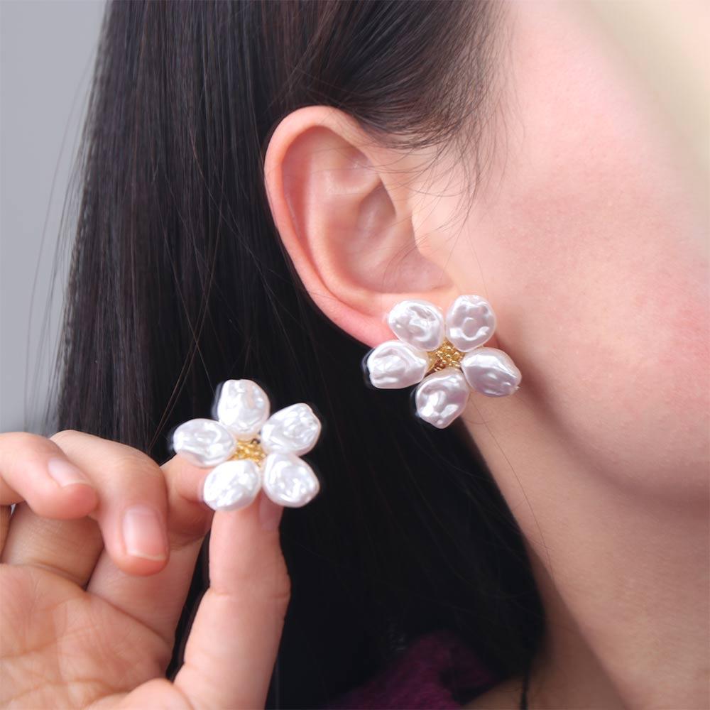Retro Flower Earrings Studs Ear Studs Irregular Earrings Sweet Pearl Earrings  Girls