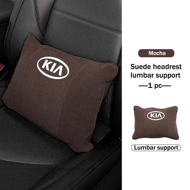 BBEI1 Car Styling Soft Suede Headrest Neck Support Seat Breathable Waist Pad Pillow Mat For KIA Cerato Proceed Venga Stonic Picanto