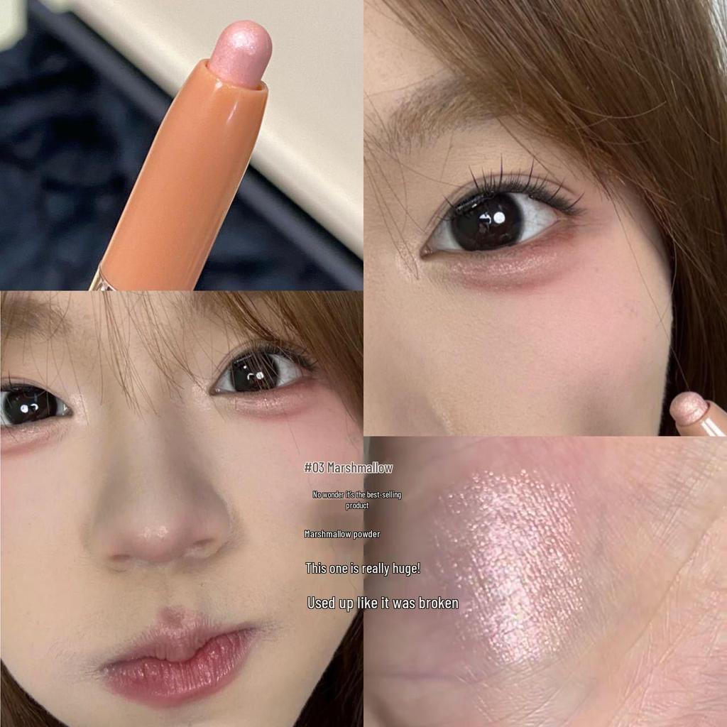PINKYFOCUS 3D Aegyo Sal Micro-Shimmer Stick: Matte Pearl Highlight and Brightening Eyeshadow.