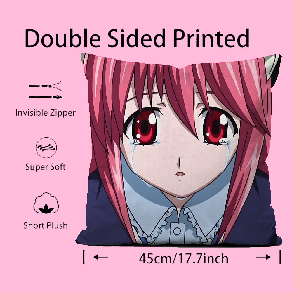 Anime E-Elfen L-Lied Pillow Case Comfort Sofa Bed Silky elegant Invisible zipper Custom Decorative cushion cover