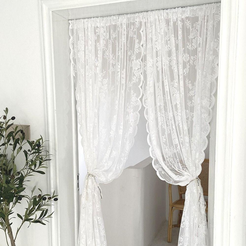 Transparenter Türvorhang Stickerei Fenstervorhang Schatten Floraler Spitzengardine Mietshaus