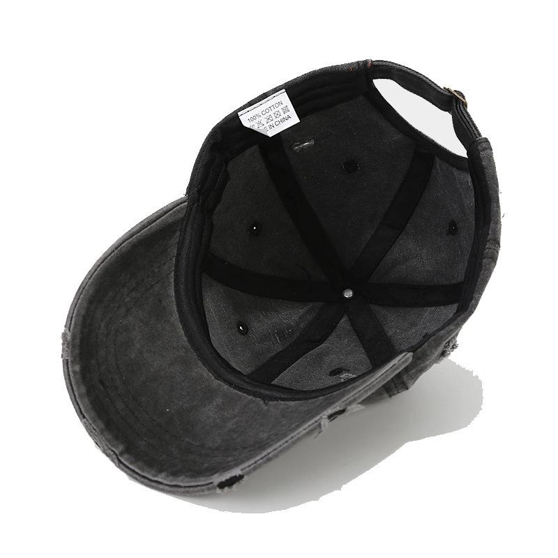 Unstructured 6 Panel Men's Baseball Cap Custom Embroidery Logo Stone Washed Cotton Vintage Distressed Dad Hat Black Blank