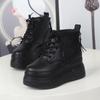 Fashion 12CM Genuine Leather Winter Plush Platform Wedge Fashion Ankle Boots Casual Autumn  Fashion High Heel Shoes