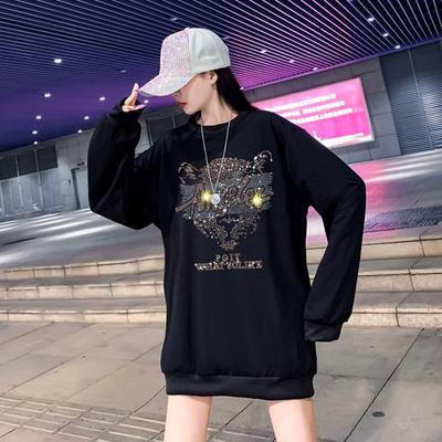 Spring and Autumn New Sweater Women's Thin Korean Version Medium and Long Trendy Loose Large Size Top