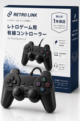 Das Gefühl dieser PS2 PS1 Retro-Spielcontroller [Tage neu erleben] Controller, Kabelgebunden, Kompatibel, (Schwarz)