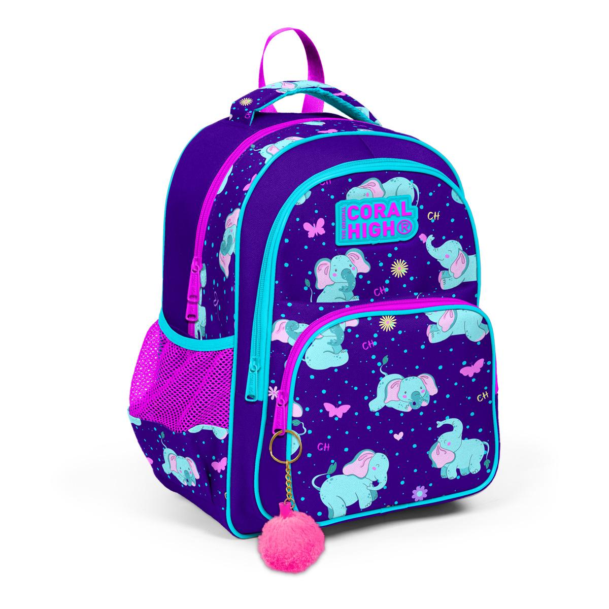 

Школьный рюкзак с тремя отделениями Coral High Kids Фиолетовый Розовый Слон 14411