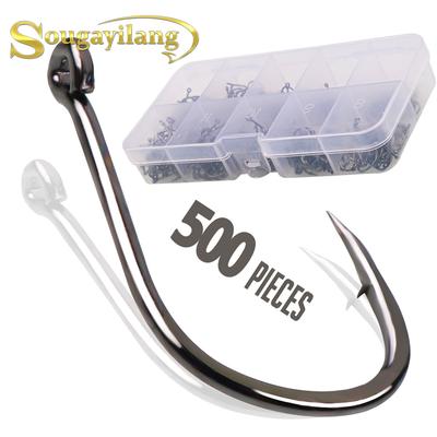 Fishing Hooks High Carbon Steel Worm Bait Jig Fish Hooks with Plastic Box Fishing Tools