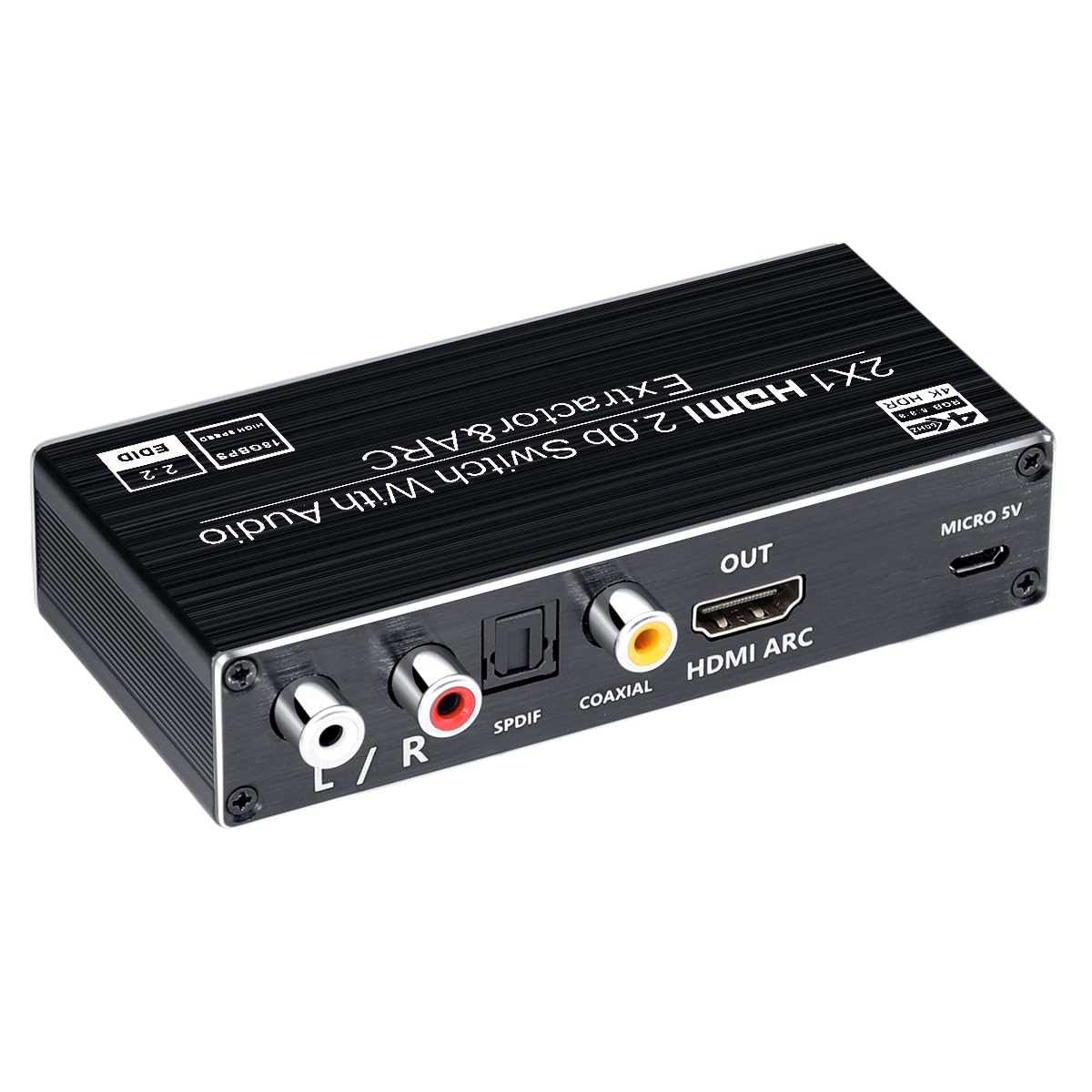 

ELEVIEW HDMI Switch with Audio 2 1 4K ARC Support Optical Digital and Compatible with PS4 Nintendo Fire 1080p Manual Remote Separation, Inputs,