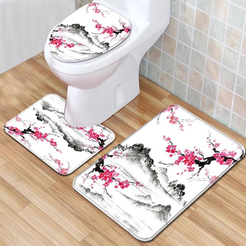 Textured Toilet Three-Piece Floor Mat Bathroom Three-Piece Carpet Doormat