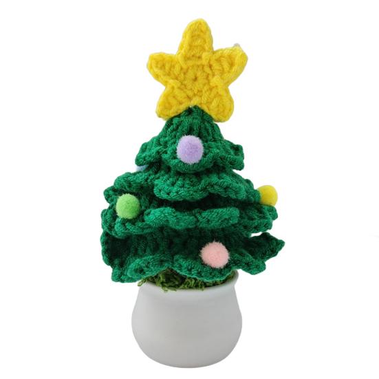 Christmas Yarn Ornament Bright Color Xmas Tree Star Shape Knitted Tree