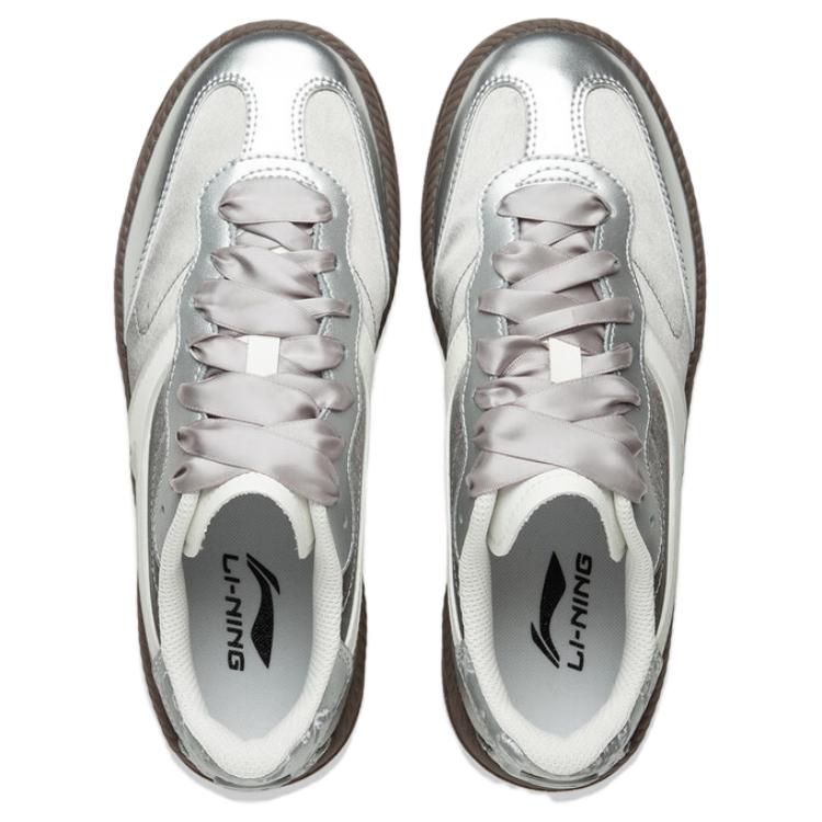 New LiNing Green Rattan Anti-Slip And Wear-Resistant Coverage Low-Top Skateboard Shoes Women's Gray Silver AGCV028-4