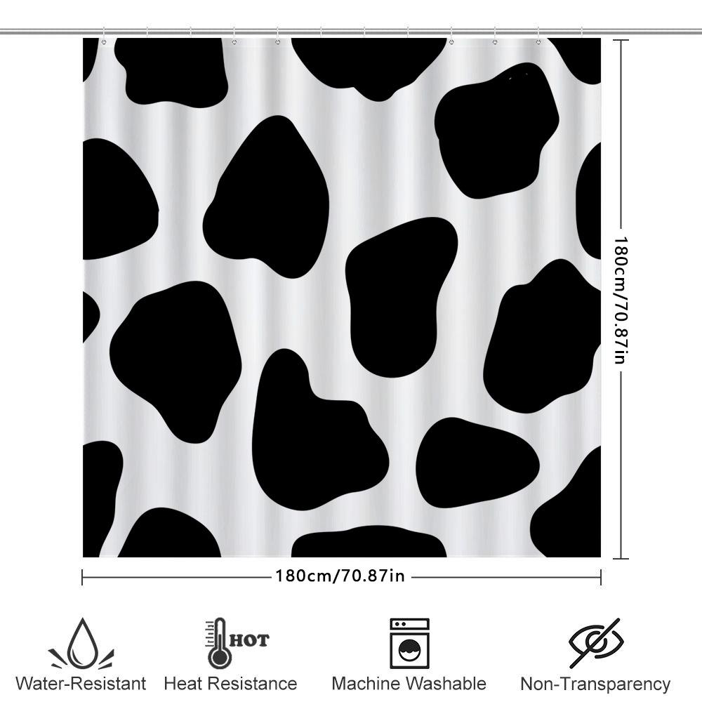 Stylish Animal Print Shower Curtain Black White Cow Skin Pattern for Bathroom Decorations Size: 72 x 84 inches (180x213cm)