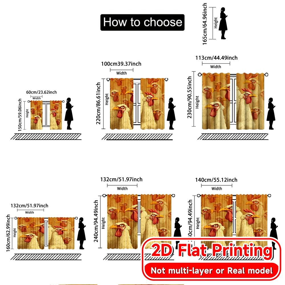 Flat Printing Curtains Without Rod Cheerful Cartoon Chickens April Fools Is Day Festival Chic Print Polyester Curtain Set Of 2 Made Washable