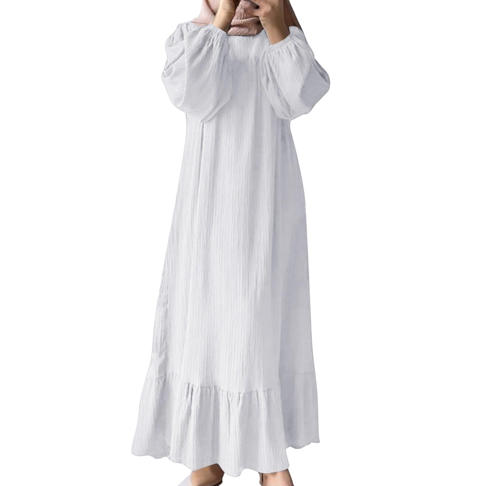 

Женское повседневное модное платье с длинным рукавом в стиле ретро, однотонные винтажные длинные платья с карманом, осень и весна XL белый