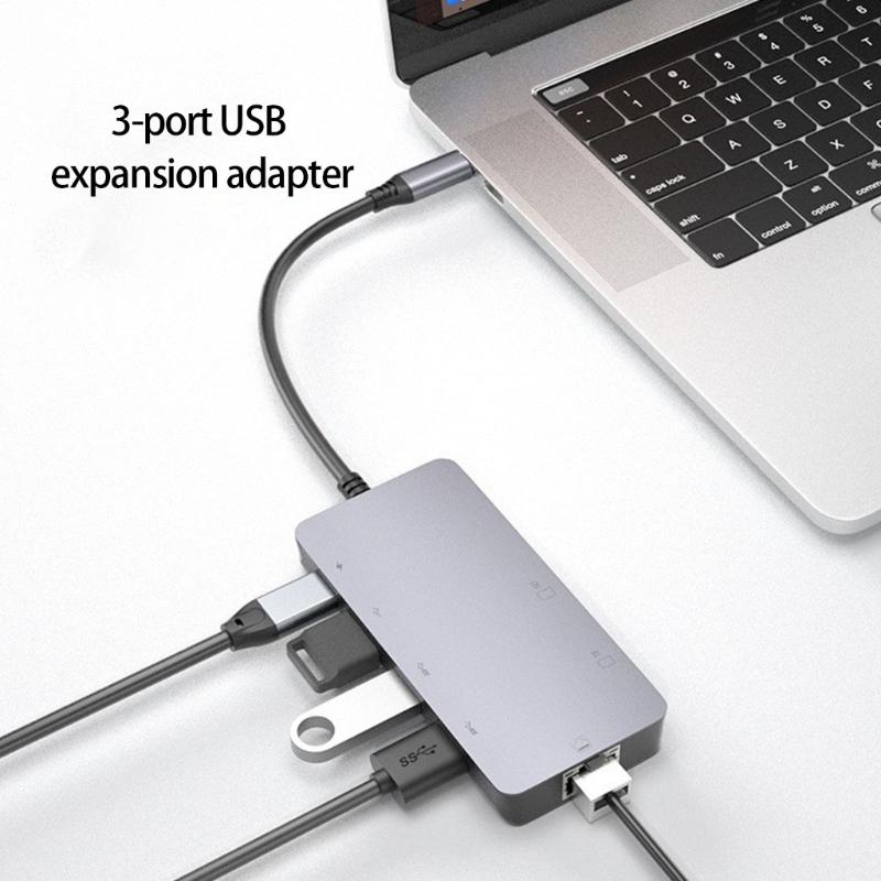 Fast Speed USB C Docking Station with HDTV 8K Support USB3.0 Port Gigabit Ethernet PD100W Fast Charging Card Reader