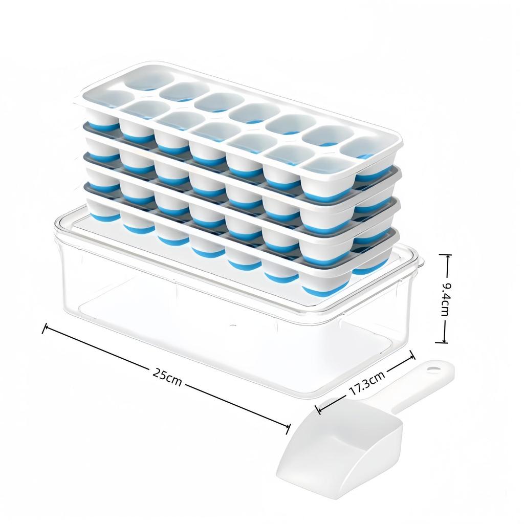 Cross-Border Ice Cube Tray - 14 Grids with Lid, Large Capacity Mold for Household Ice Storage